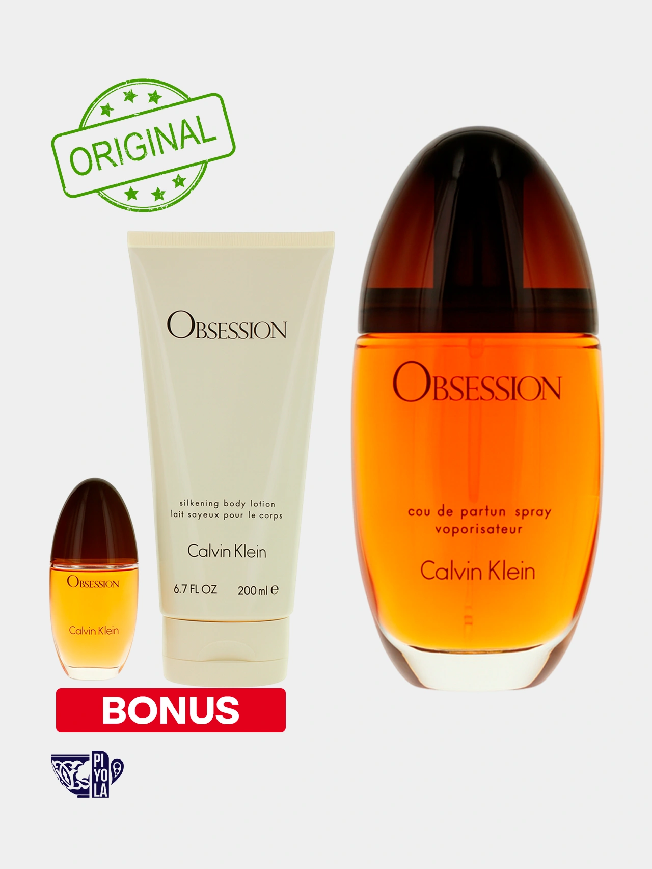 Calvin Klein Obsession Women Set (EDP 100 мл + EDP 15 мл + Silkening Body Lotion 200 мл) женский парфюмерный набор